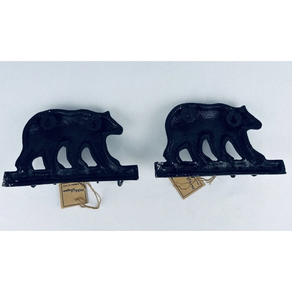 Lot Of 2 Cast Iron‎ Bear Coat  - Keys Hanger With 5 Hooks  - NWT - Read